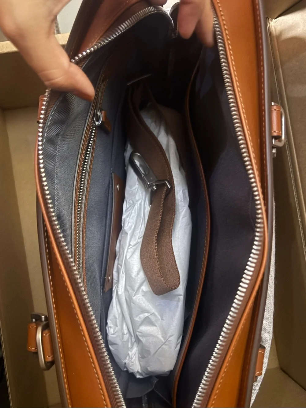 Authentic NEW WITH TAGS Carl Friedrik Palissy Briefcase, Vachetta Cognac